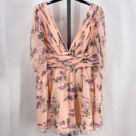 Ieena for Mac Duggal peach & purple floral dress - Picture 1 of 8